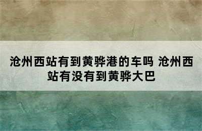 沧州西站有到黄骅港的车吗 沧州西站有没有到黄骅大巴